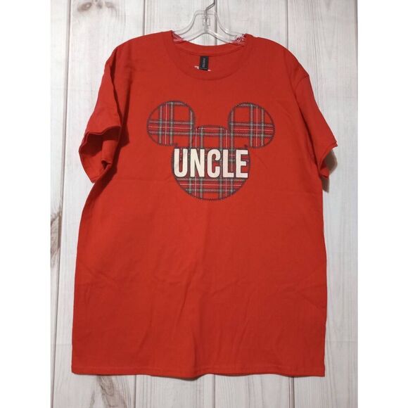 Gildan Disney T-shirt Men's Large Red Mickey Mouse Uncle Crew Neck Short Sleeve - Picture 1 of 7